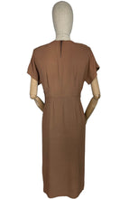 Load image into Gallery viewer, Original 1940’s Cafe Au Lait Crepe Dress with Bronze Beading - Perfect For Day or Evening Wear - Bust 36
