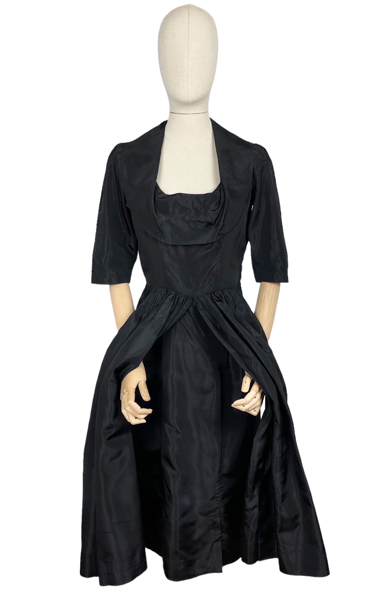 Original 1950's Inky Black Taffeta Cocktail Dress - Fabulous Little Bl 1940s Style For You Original 1950's Inky Black Taffeta Cocktail Dress - Fabulous Little Bl 1940s Style For You