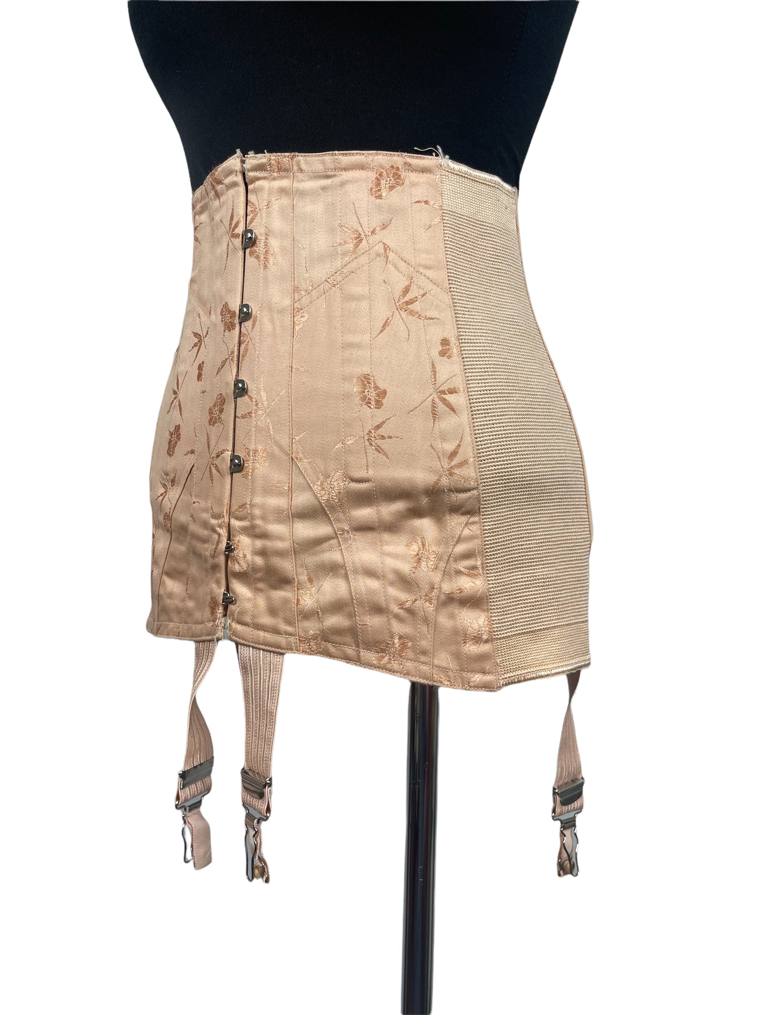 Vintage 30s Boned Girdle Skirt Corset Vintage Shape Wear Embroidered V