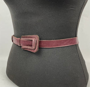 Original 1930s or 1940s Dark Burgundy Leather Belt - Waist 26