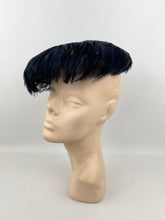 Load image into Gallery viewer, Original 1950&#39;s New Look Blue and Black Feather Hat - Beautifully Stylish Piece
