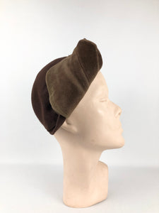 1930s Close Fitting Two Tone Brown Felt Hat