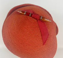 Load image into Gallery viewer, Outstanding Original 1930s Orange Hat with Early Plastic and Metal Trim

