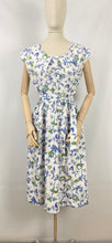 Load image into Gallery viewer, Original 1940s Blue and Green Floral Cotton Dress by Swirl Reg&#39;d - Bust 36 38

