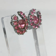 Load image into Gallery viewer, Vintage Pink Paste Lucky Horseshoe Clip on Earrings
