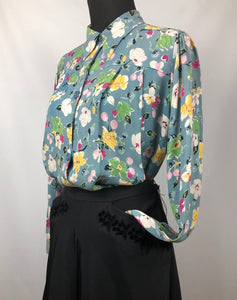 Original 1940s CC41 Floral Crepe Smock - B34 36 38