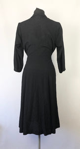 1940s Volup Black Crepe Dress - B40