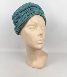 Original 1940’s Sea Foam Green Fabric Turban - Fabulous Vintage Hat