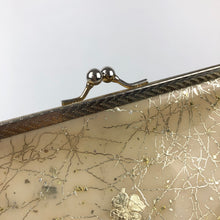 Load image into Gallery viewer, 1950s Gold Vinyl Clutch With Metallic Gold Lucky Four Leaf Clover Design
