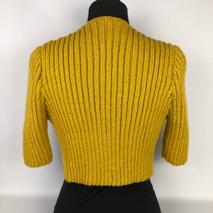 1940s Style Hand Knitted Bolero in Mustard - B34 36