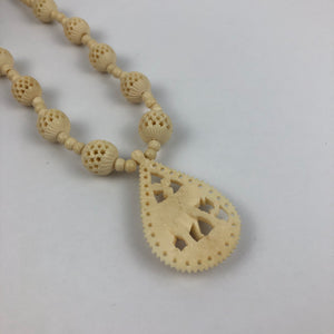 1930s or 1940s Carved Bone Elephant Necklace
