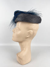 Load image into Gallery viewer, Beautiful Vintage 1950&#39;s Straw Hat with Velvet and Ostrich Feather Trim - A Cross-Keys Hat
