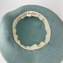 Load image into Gallery viewer, Original 1930’s 1940’s Blue Grey Bogie De Bow Felt Hat with Bow and Net Trim with Matching Hat Pins
