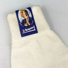 Load image into Gallery viewer, Original 1930s 1940s British Made Cream Cotton Rayon Socks - St Margaret by Corah&#39;s of Leicester
