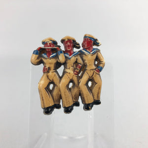 Vintage 1940s Czech Trio of Sailors Brooch