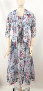 Original 1950s Floral Circle Dress with Matching Jacket - Bust 36 38