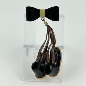Original 1940s Novelty Brooch With Boots Hanging from a Bow