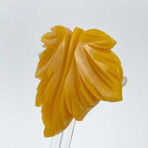 Charming Vintage Early Plastic Leaf Brooch in Mustard
