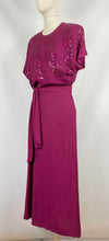 Load image into Gallery viewer, 1940s Raspberry Pink Beaded and Sequined Crepe Evening Dress - Bust 34 35 36
