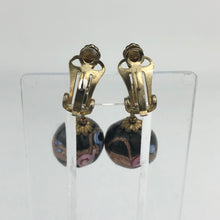 Load image into Gallery viewer, Vintage Black Wedding Cake Glass Clip On Earrings
