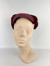 Load image into Gallery viewer, Original 1950&#39;s Burgundy Velvet Hat by Jacoll - Such a Classic Piece *
