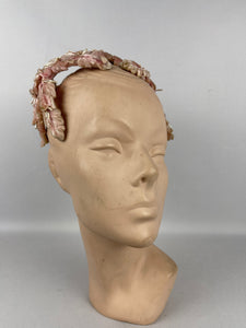 Original 1950's Pink Half Hat with Tiny Leaves