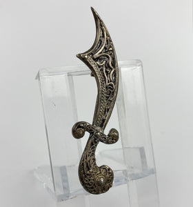 Vintage French Made Sterling Silver Decorative Sword Brooch