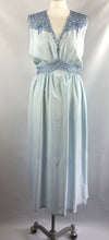 Load image into Gallery viewer, 1940s 1950s Ice Blue Rayon and Lace Nightdress with Bows - B36
