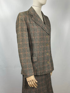 Original 1930s Black, Cream and Red Check Walking Suit - Bust 34 35