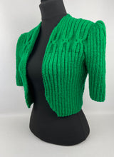 Load image into Gallery viewer, 1940&#39;s Reproduction Hand Knitted Bolero in Emerald Green - B36 37 38 39 40
