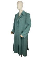 Load image into Gallery viewer, Original 1940’s CC41 True Volup Wartime Coat in Turquoise and Brown Tweed - Bust 44 46
