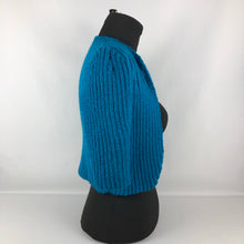 Load image into Gallery viewer, 1940s Reproduction Hand Knitted Bolero in Empire Blue - B34 35 36 37 38
