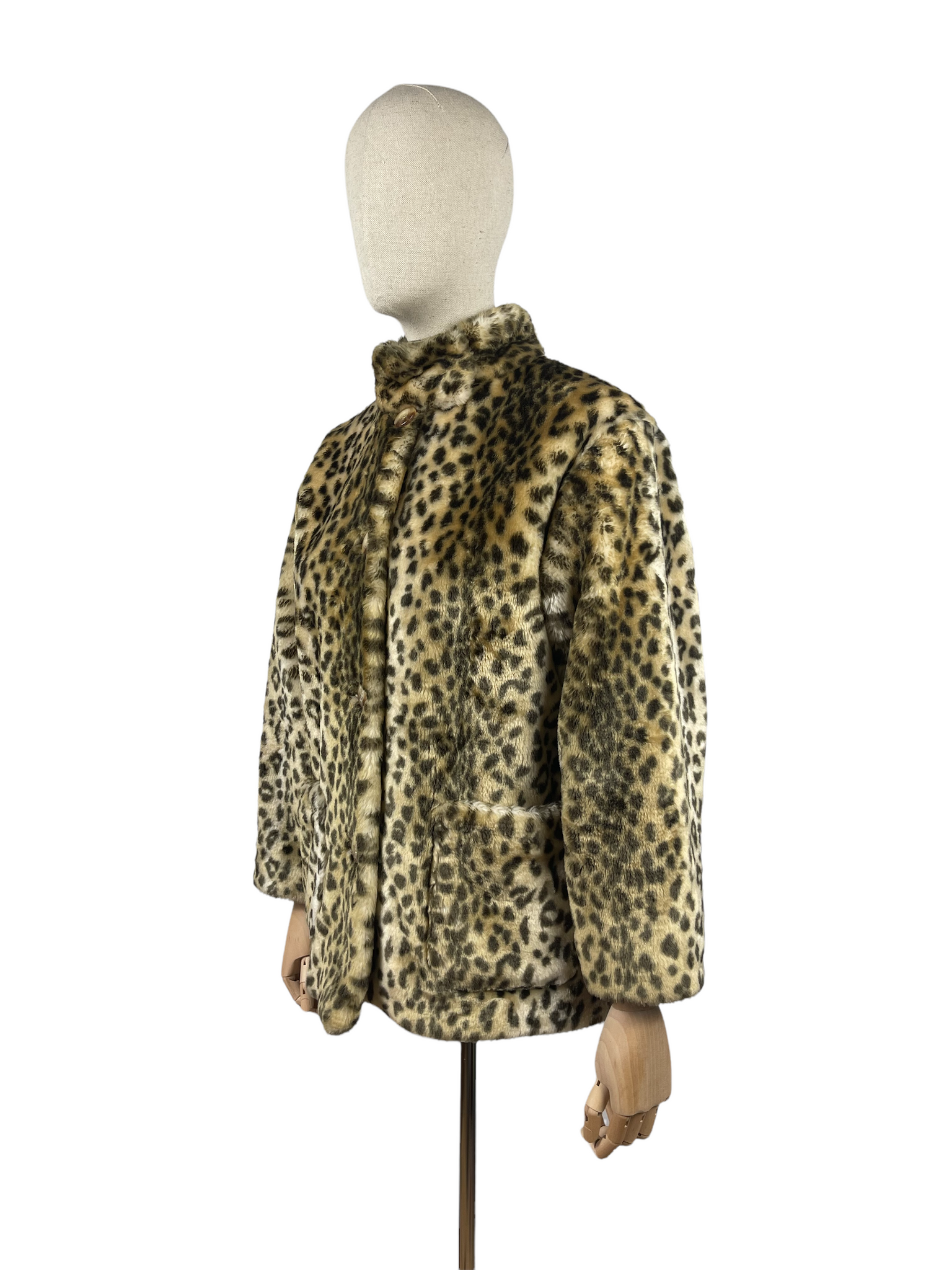Fabulous Vintage Faux Fur Leopard Print Jacket Bust 36 38
