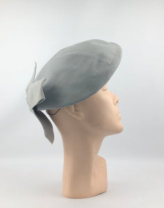 1940s Dove Grey Felt Hat with Bow Trim