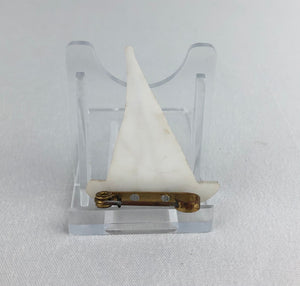 1940s White and Blue Sailing Boat Brooch - Make Do and Mend