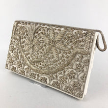 Load image into Gallery viewer, Vintage White Velvet Evening Bag with Metallic Gold Embroidery
