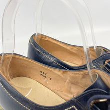 Load image into Gallery viewer, 1940&#39;s 1950&#39;s Blue Leather Lace Up Shoes with Crepe Soles - Tarnished Lace Loops - UK 5
