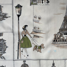 Load image into Gallery viewer, Vintage 1950&#39;s or 1960&#39;s Paris Tourist Scarf with The Eiffel Tower, Notre-Dame and More - Great Neckerchief
