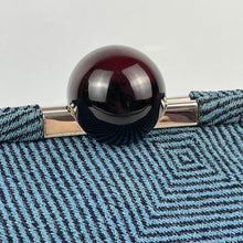 Load image into Gallery viewer, Exceptional Original 1930&#39;s Two-Tone Blue Clutch Bag with Cherry Amber Bakelite Clasp
