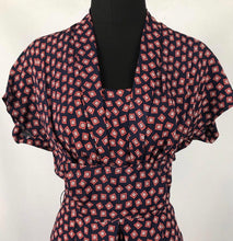 Load image into Gallery viewer, 1940s Patriotic Red, White and Blue Rayon Dress - Bust 36 38
