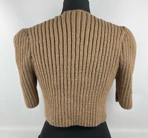 1940's Reproduction Hand Knitted Bolero in Mocha Brown - B34 36 38 40