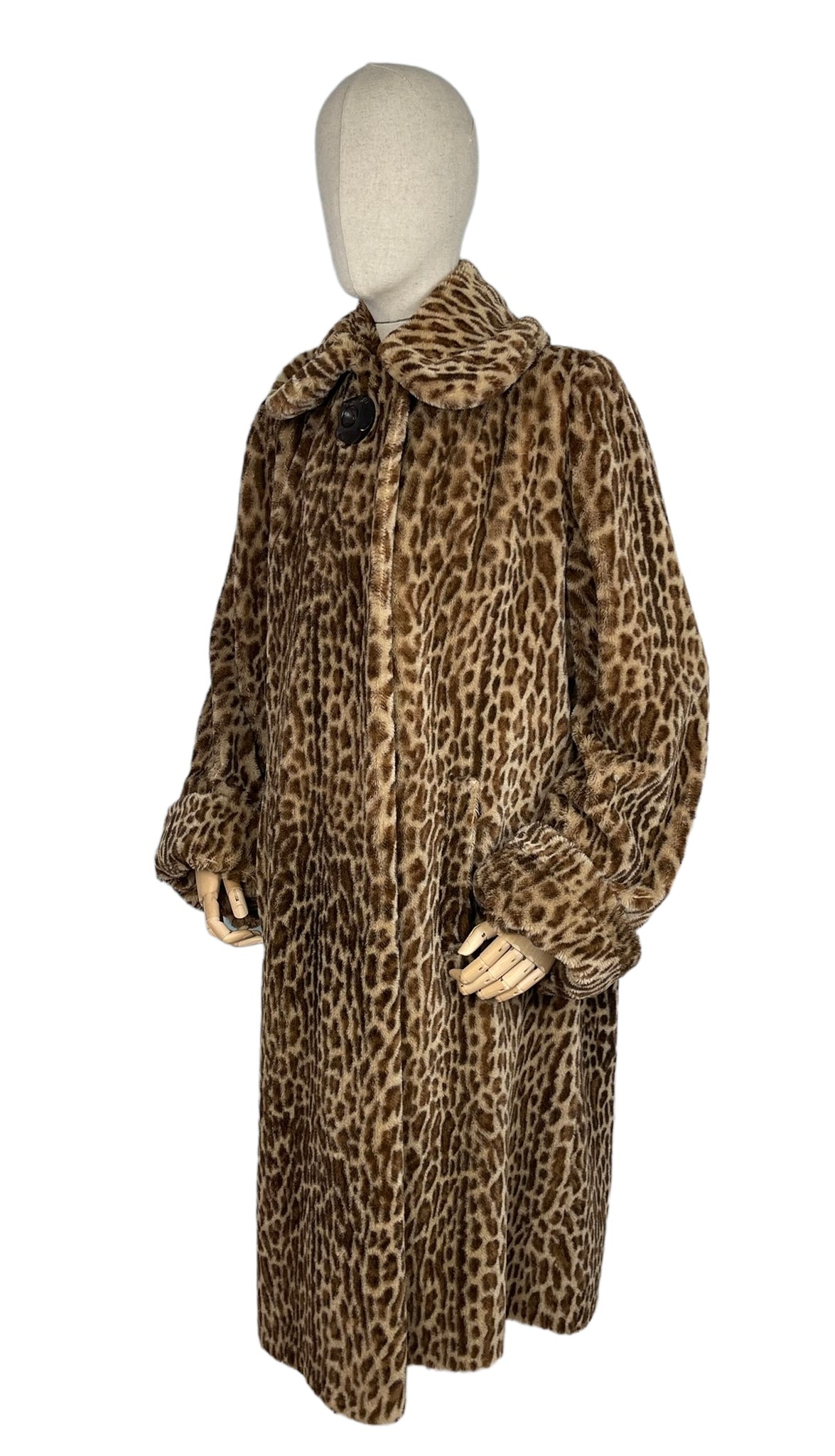 Original 1940's Fabulous Faux Fur Leopard Print Coat by Jancourt