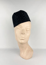 Load image into Gallery viewer, Original 1930s Black Fur Felt and Sequin Evening Hat
