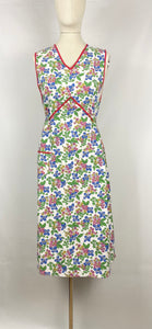 1940s Floral Cotton Pinny - Would Make A Great Summer Dress - Bust 32 33 34 *