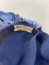 Load image into Gallery viewer, Original 1940s Air Force Blue Felt Topper Hat with Blue Velvet Bow Trim
