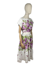 Original 1950's St Michael Floral Belted Summer Dress - Bust 40