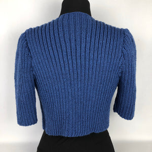 1940s Style Hand Knitted Bolero in Blue - B34 36