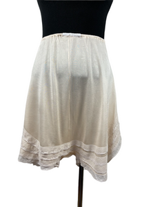 Original Duo of 1920's French Knickers in Black and Cream Celanese with Lace Ruffle Trim - Waist 26 28