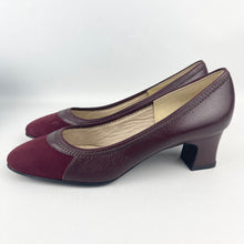 Load image into Gallery viewer, Original 1950&#39;s 1960&#39;s Burgundy Suede and Leather Court Shoes by Devonshire - Deadstock in Original Box - UK 4 *
