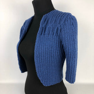1940s Style Hand Knitted Bolero in Blue - B34 36